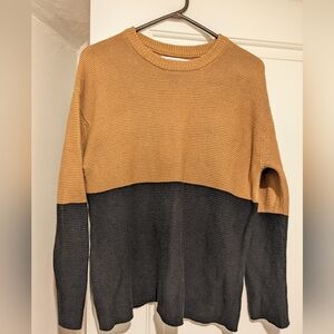 EUC Stitches + Stripes Colorblock Sweater - Camel and Deep Navy (S)